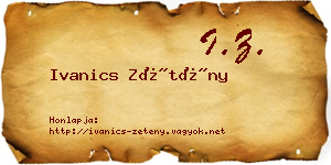 Ivanics Zétény névjegykártya